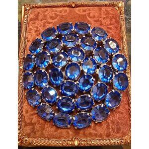 Huge Royal/Cobalt Blue Czech Glass Open Back Dress Clip (A5591)